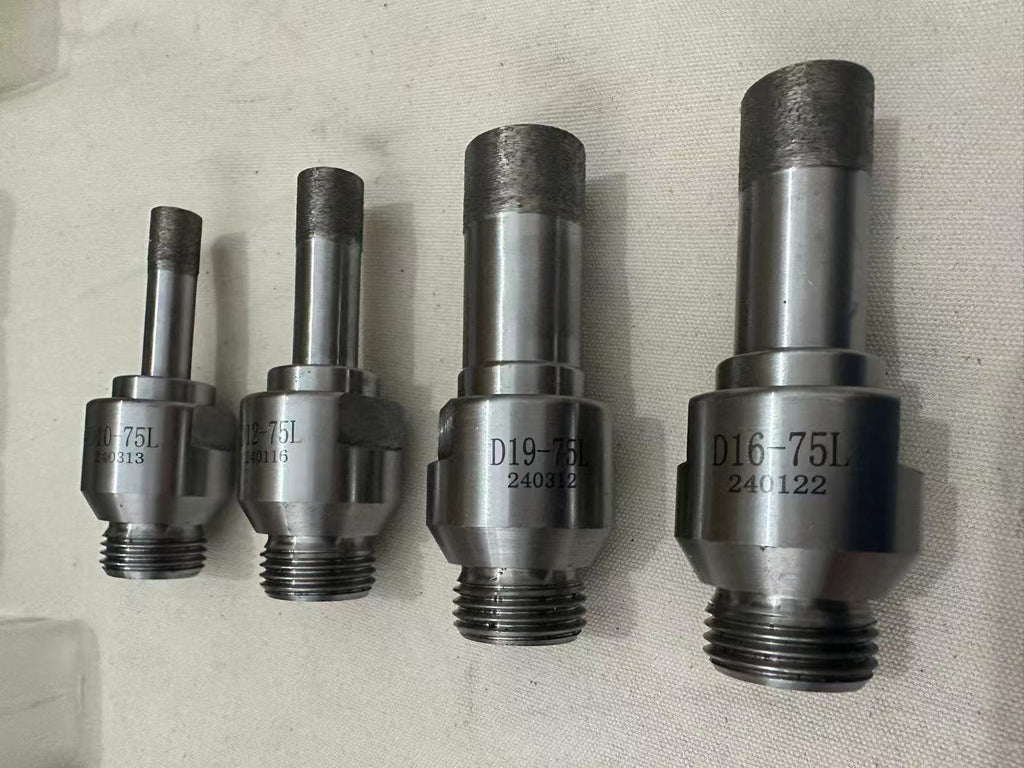 Glass drilling bit with threaded tip