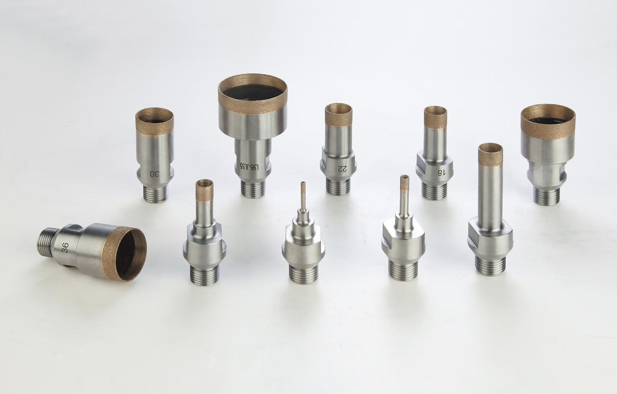 Glass drilling bit with threaded tip