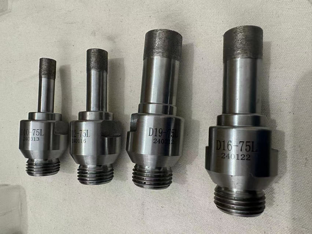 Glass drilling bit with threaded tip