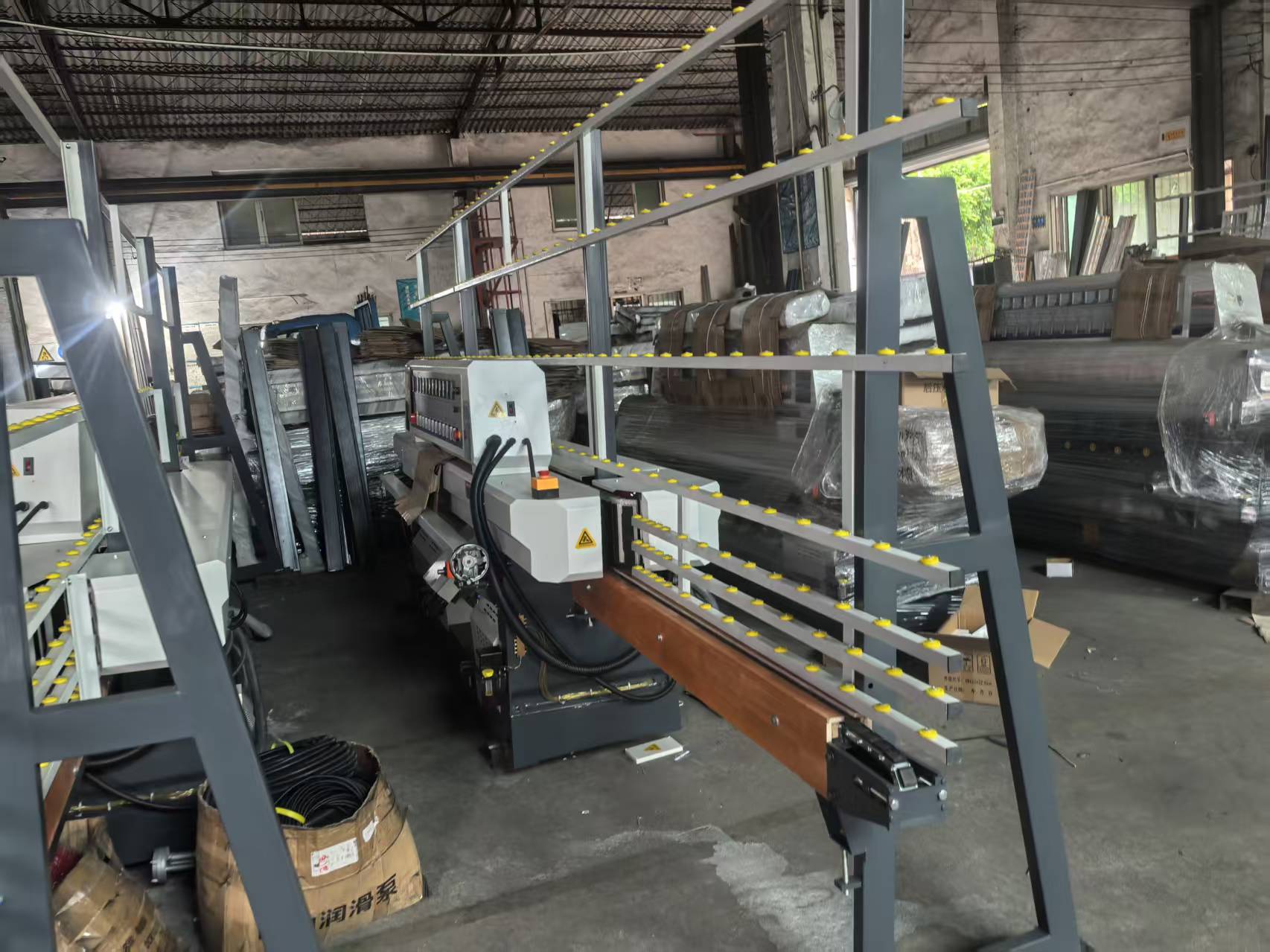Automatic Glass Straight Line Edging Polishing Grinding Beveling Mitering Round Pencil Processing Edger Line Machine Machinery