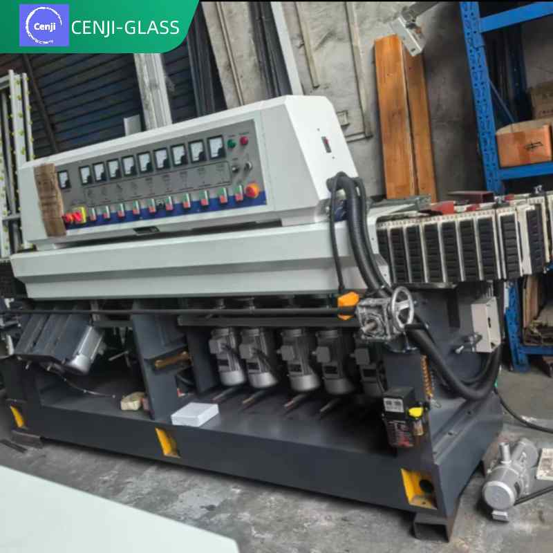 Automatic Glass Straight Line Edging Polishing Grinding Beveling Mitering Round Pencil Processing Edger Line Machine Machinery