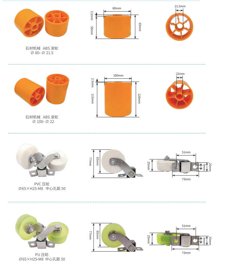 Complete collection of glass machinery equipment wheels